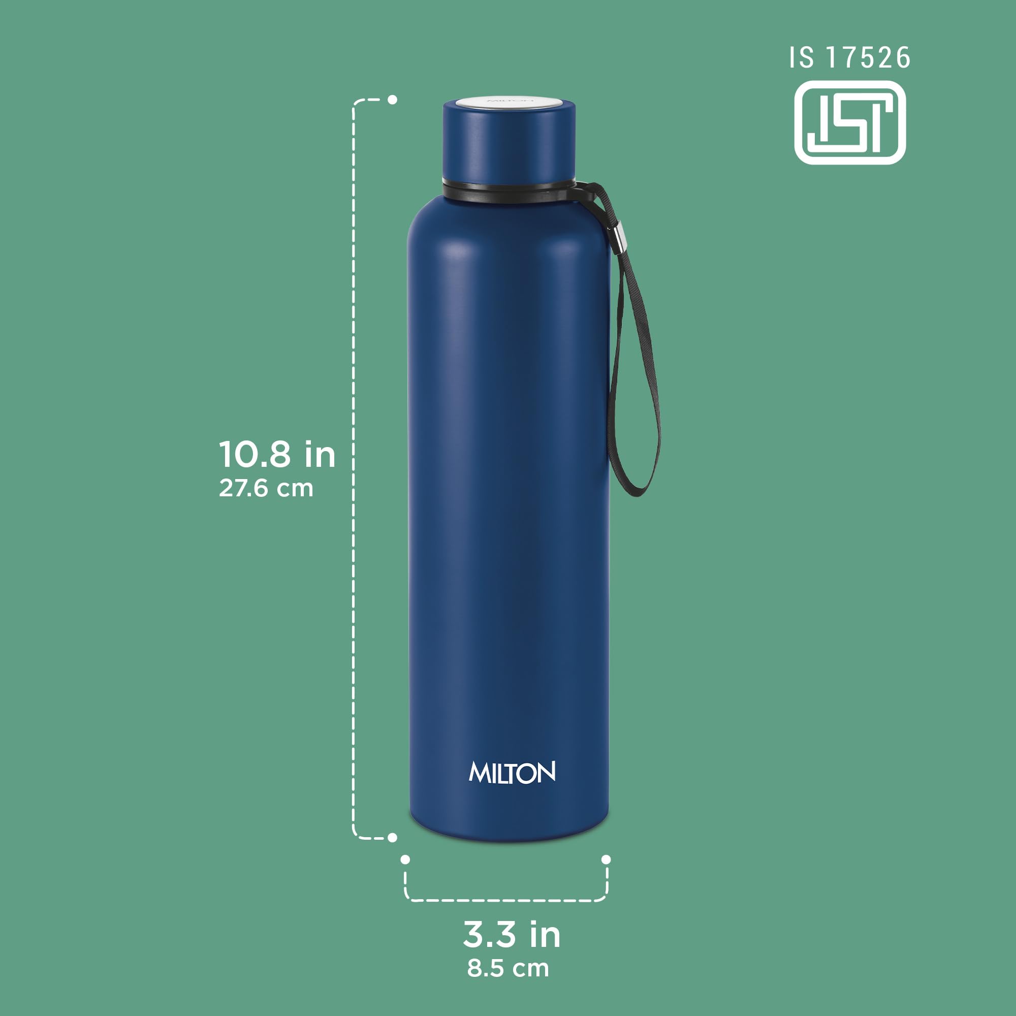 Milton Aura 1000 Thermosteel Water Bottle, 24 Hr Hot and Cold I Leak Proof Lid, ISI Certified I Vacuum Insulated I for Office, Gym, School I Dark Blue image 5