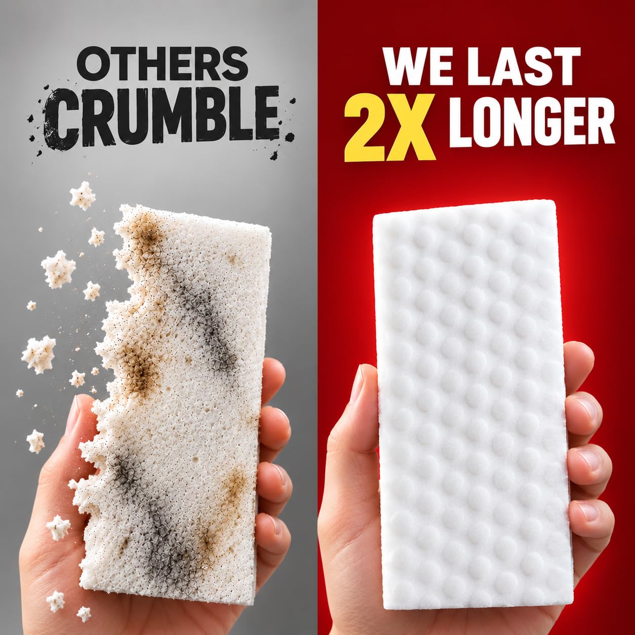 Magic Eraser Cleaning Sponge, Multi-Surface Cleaner for Wall, Kitchen, Bathroom, Shoes, Switch Boards & Floor Tiles, Melamine Foam Sponge, No-Scratch, Just Add Water (Pack of 4) image 2
