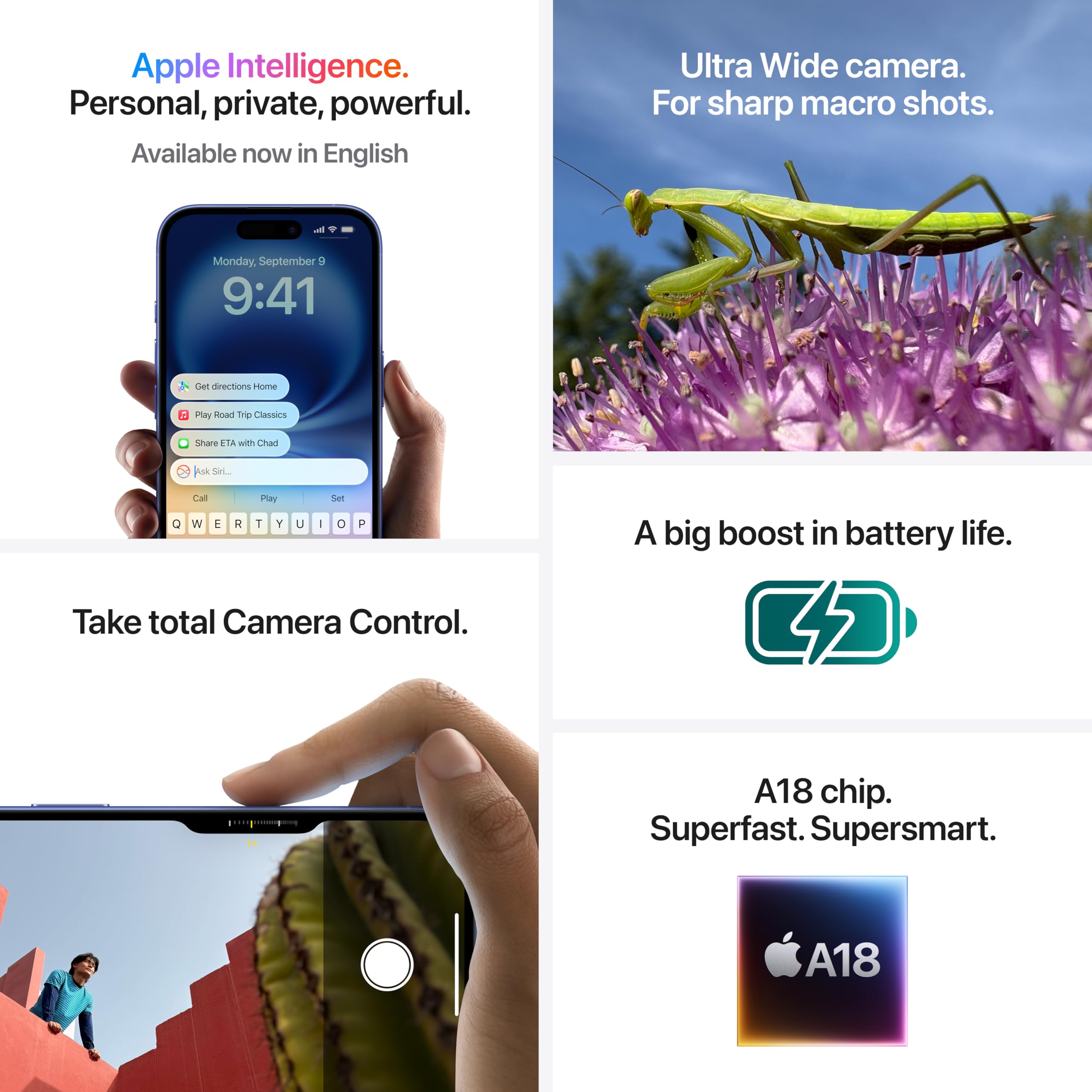 iPhone 16 128 GB: 5G Mobile Phone with Camera Control, A18 Chip and a Big Boost in Battery Life. Works with AirPods; Black image 5