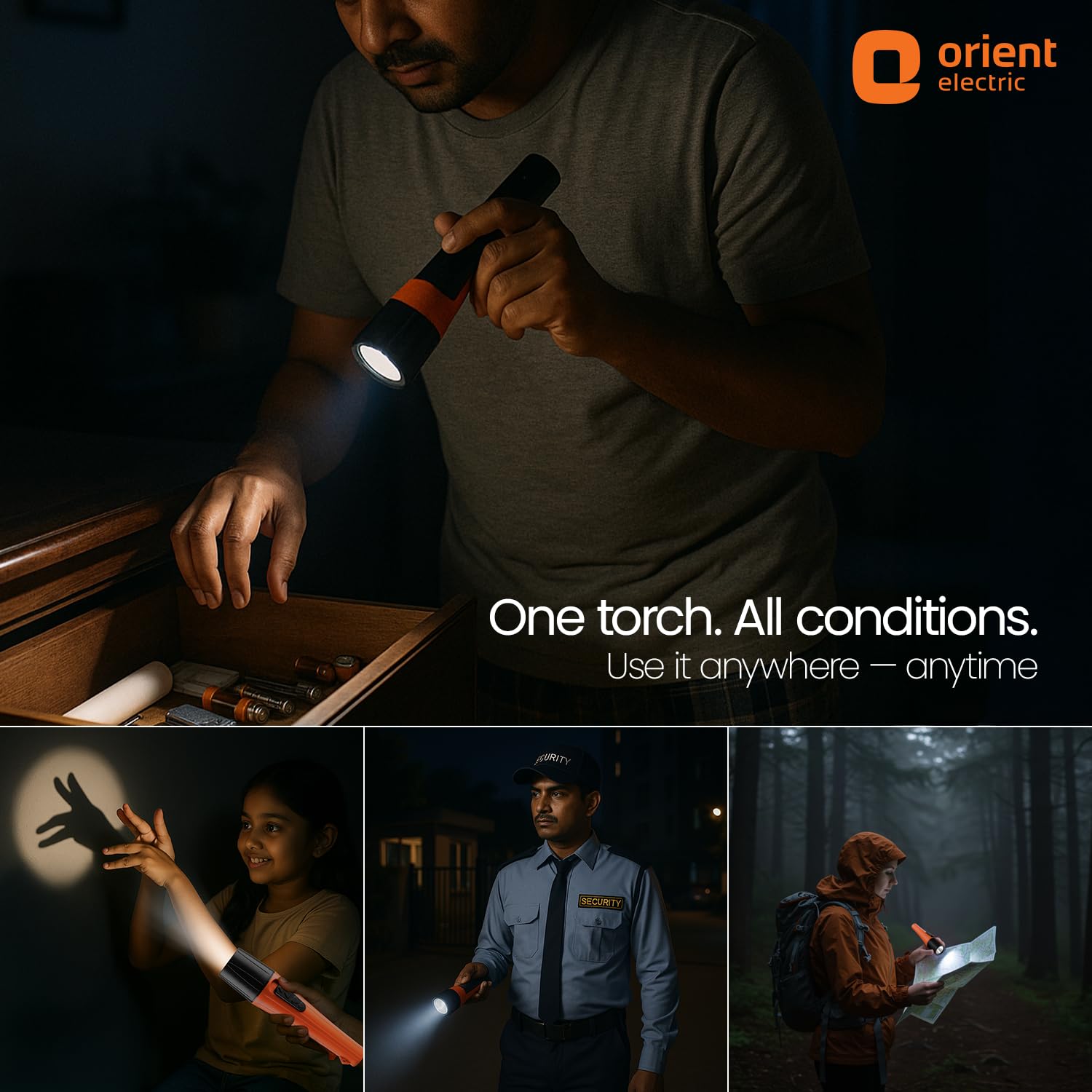 Orient Electric Bolt LED Torch Light | Orange & Black, Pack of 1 image 5