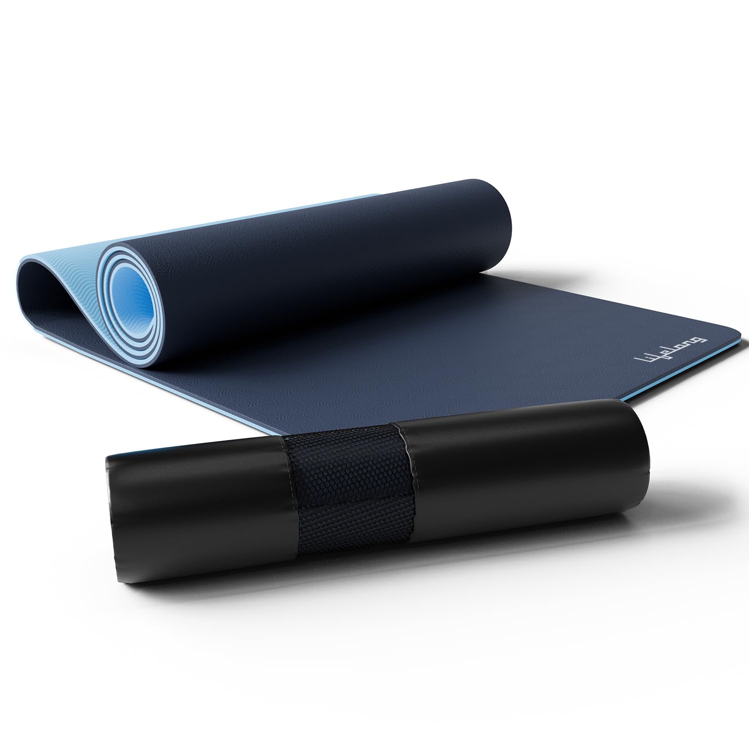 Lifelong 6mm Dual Color TPE Material Anti-Slip Yoga Mat for Home, Gym, Yoga, Workout and Exercise for Women & Men (6 Months Warranty,Llym115), Navy Blue/Blue