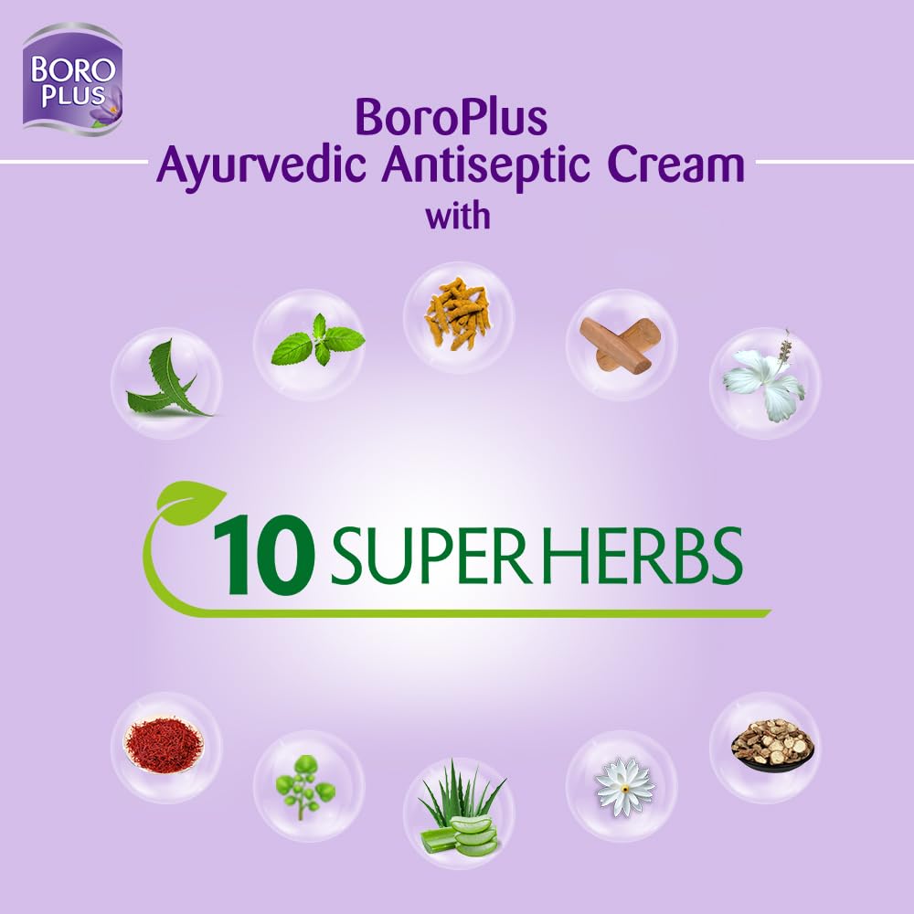 BoroPlus Ayurvedic Antiseptic Cream with 10 super herbs |24 hrs Moisturisation |Glowing Skin|For Face, Hand & Body | Heals and Protects the skin|120ml image 4