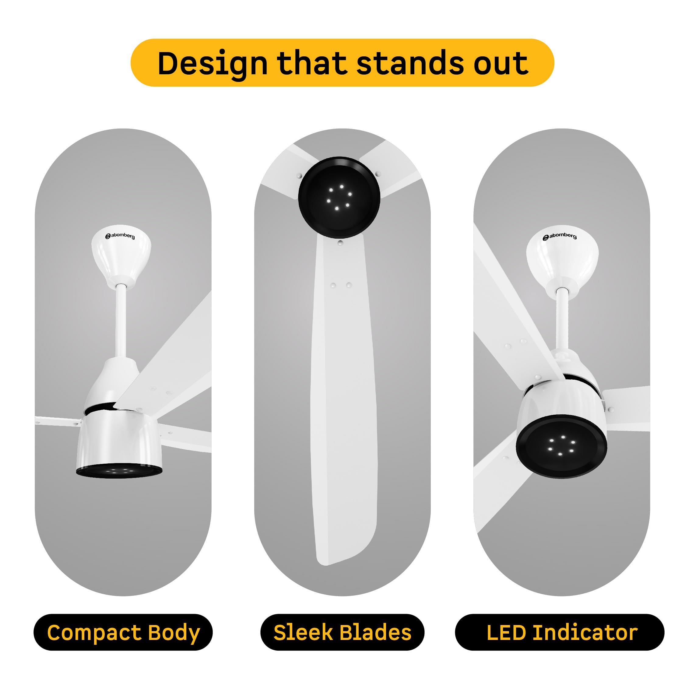 atomberg Renesa Enzel 1200mm BLDC Ceiling Fan with Remote | 5 star | Advance Air+ Technology | LED Speed Indicator | Low Noise | Sleek Design | Power Saving | 3 Year Warranty | Gloss White image 2