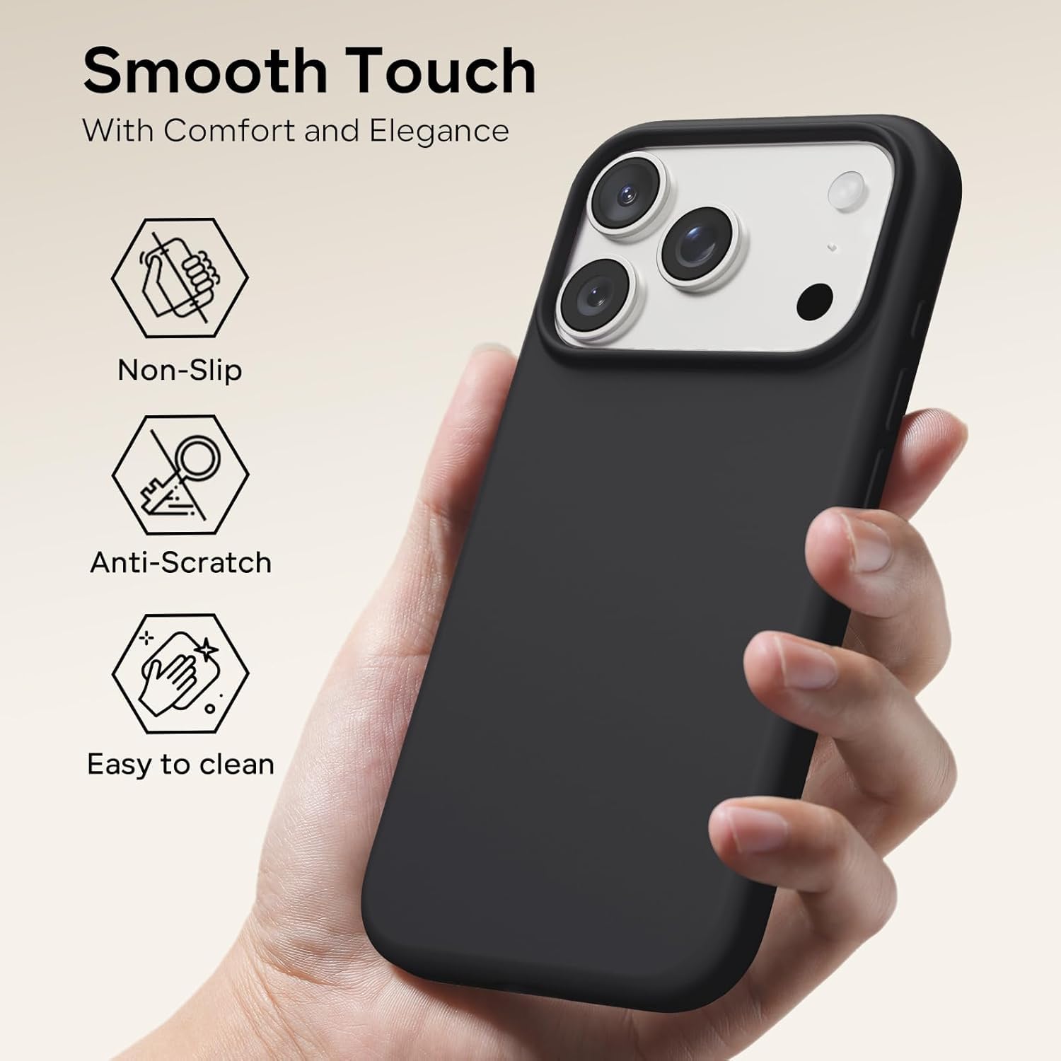 DIZORO Compatible with iPhone 17 Pro Max / 18 Pro Max Case, Liquid Silicone 3 Layers Full Covered Soft Gel Rubber Phone Case,Shockproof Protective Cover with Anti-Scratch Microfiber Lining-Black image 3