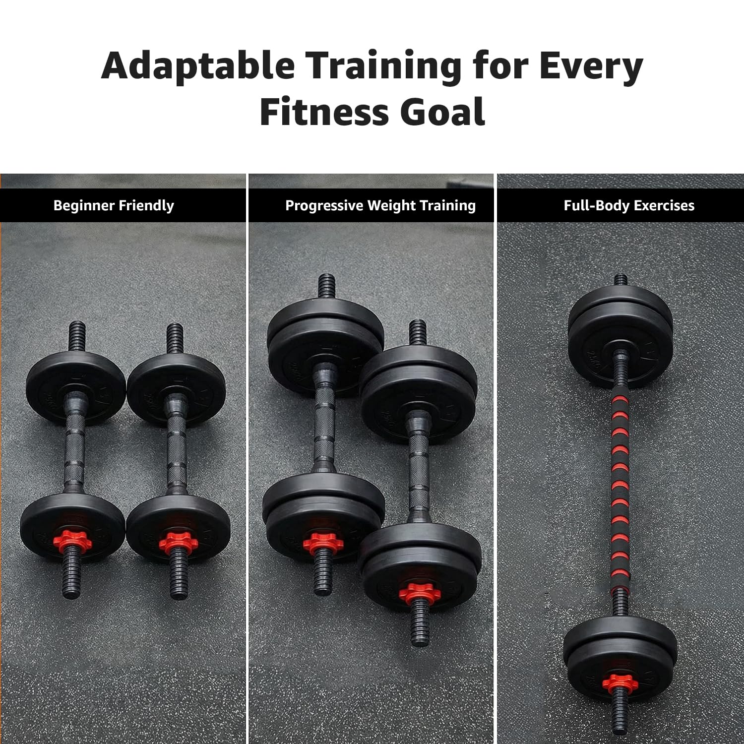 Amazon Brand - Symactive PVC 3-in-1 Convertible Dumbbells Set image 5